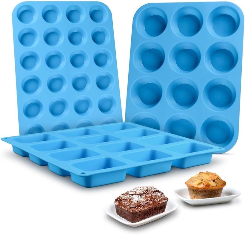 Versatile Silicone Baking Molds - 3-Pack Muffin & Loaf Pan Set for Easy Baking gallery
