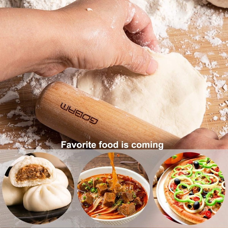 GOBAM Wood Rolling Pin, Small - Dough 11*1.38inch, Natural (11*1.38 inches) gallery