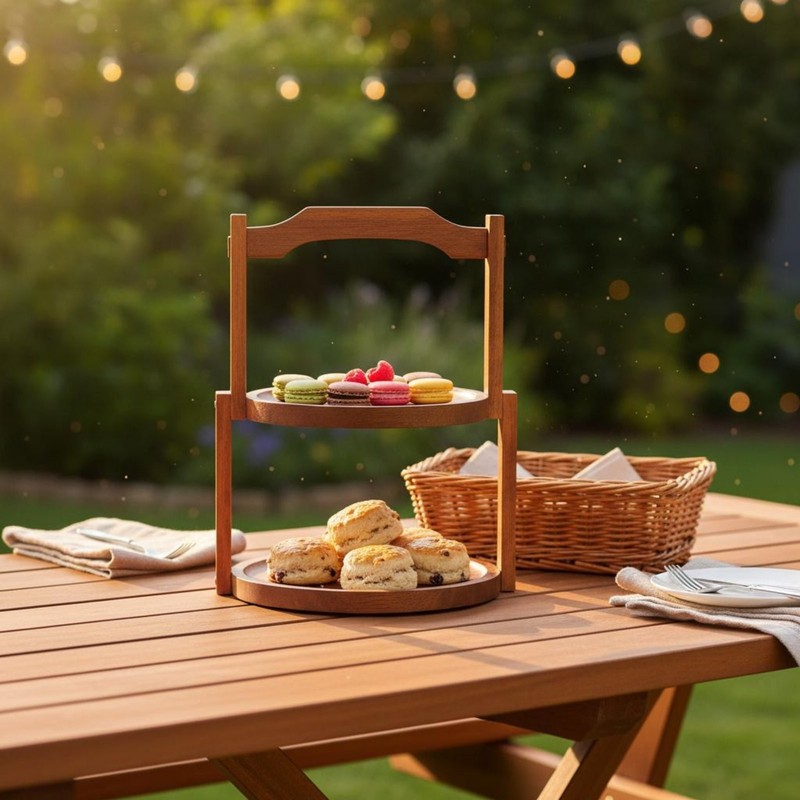 Wooden Tiered Dessert Stand Easy to Assemble Wood Snack Display Rack gallery