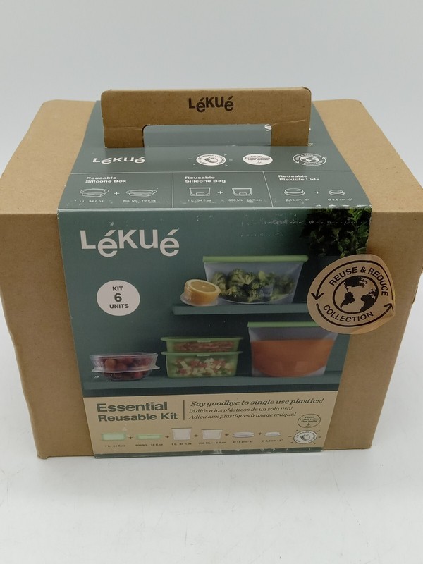 Lekue Essential Reusable Kit, Silicon, 6 pc - 2 boxes, 2 bags, 2 lids gallery