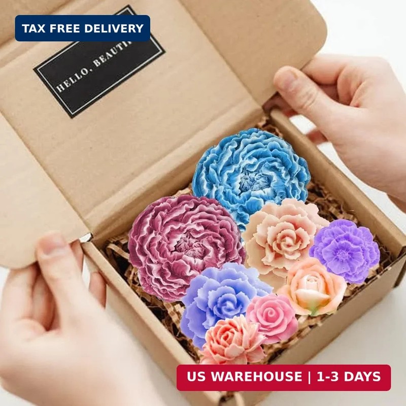 6PCS Flower Silicone Mold Set, 3D Bloom Rose Peony Fondant for Chocolate Cake De gallery