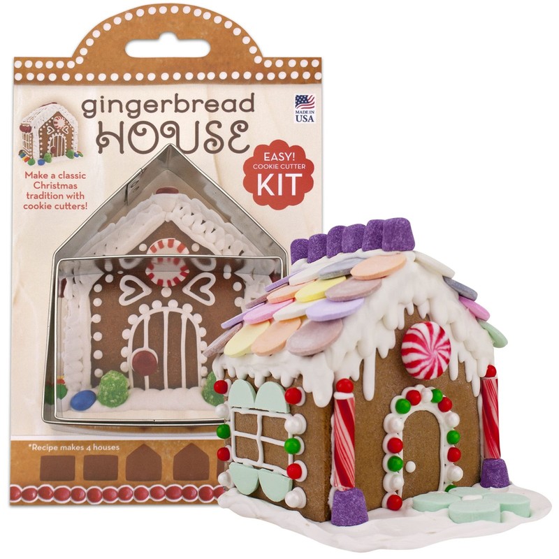 Mini Gingerbread House Cookie Cutter Set, Cookie Cutters with Recipe Card, Ma…