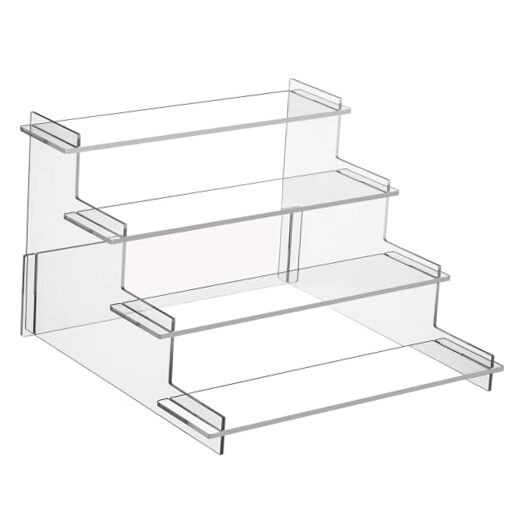 HENABLE 4 Tier Acrylic Display Risers, Perfume Organizer Stand, Transparency