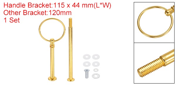 Cake Tray Stand Handle 2-Tier Dessert Plate Round Hardware Fittings Gold gallery