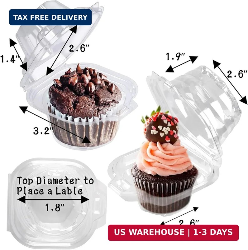 NPLUX 50 Pack Individual Cupcake Containers Plastic Cupcake Boxes Cupcake Holder gallery