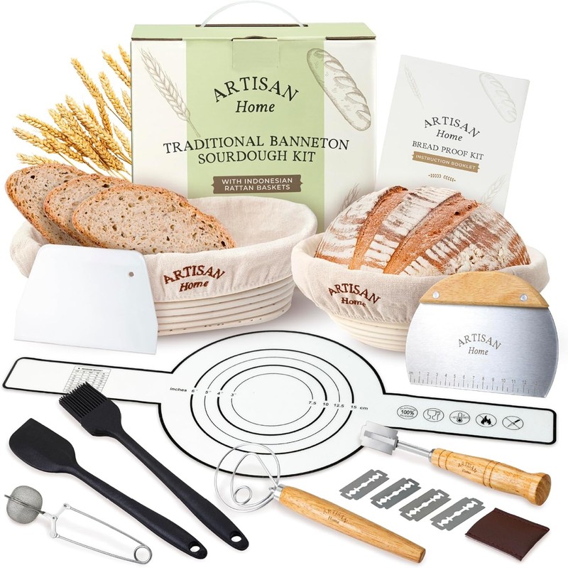 Sourdough Starter Kit, Banneton Bread Proofing Basket, Sourdough Bread