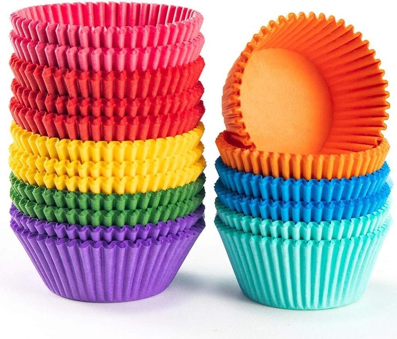 Gifbera Bright Rainbow Standard Cupcake Liners Solid Colorful Paper Baking Cups gallery