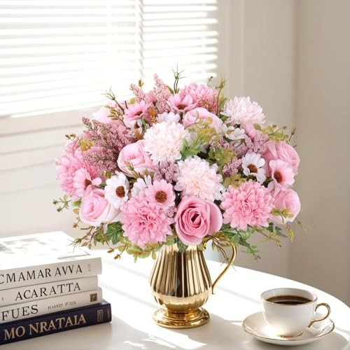 Artificial Flowers Like Real Artificial Bouquet 2 Packs Silk 2pcs Pink gallery