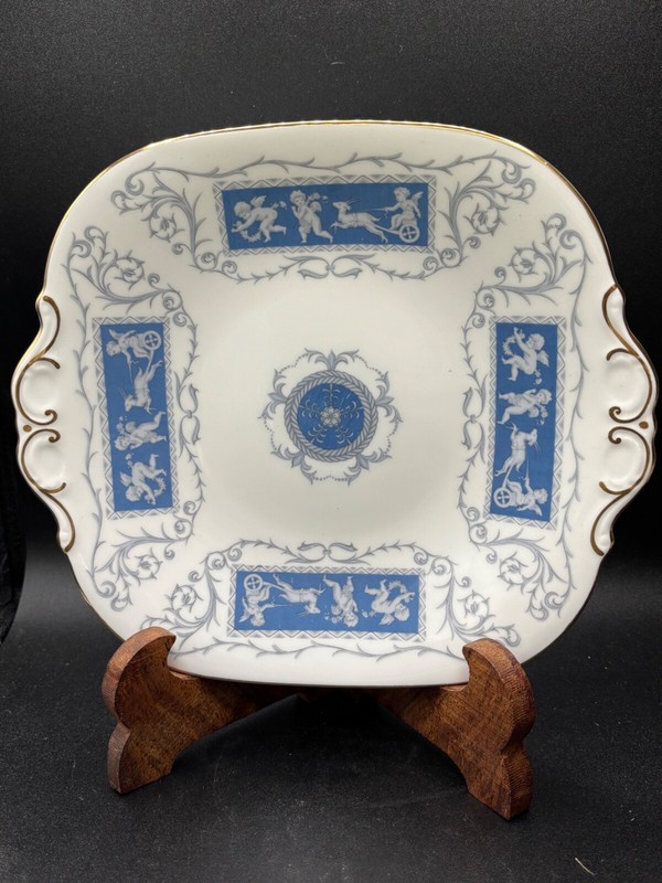 Coalport Revelry Blue square handeled cake plate
