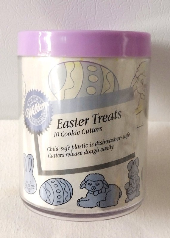 Vintage Wilton Easter Cookie Cutter Set ~ canister ~ 10 cutters
