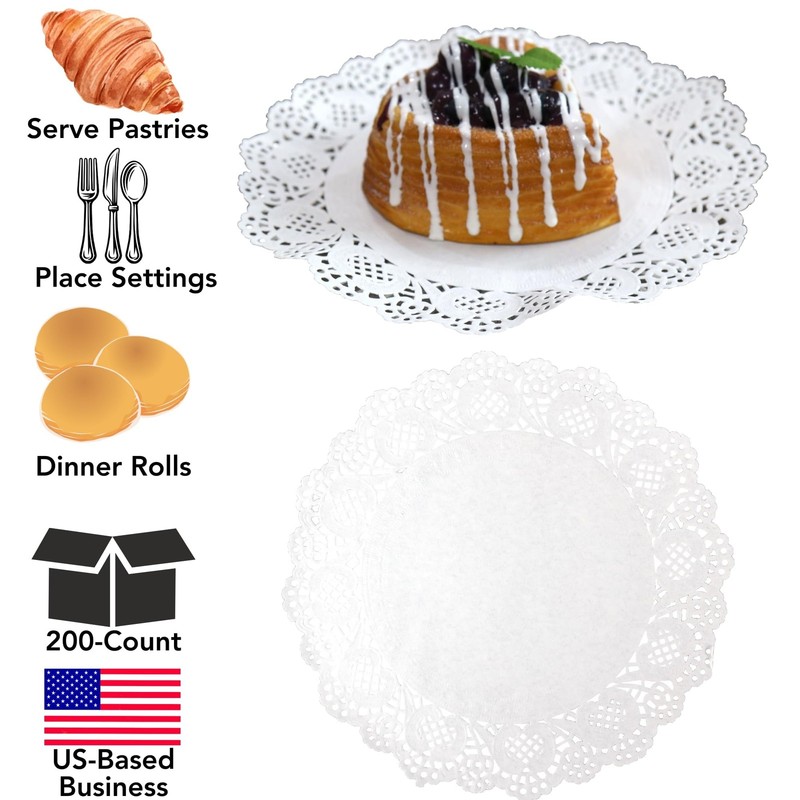 Iconikal 200-Count White Paper Lace Doilies, 6.5 inches, gallery