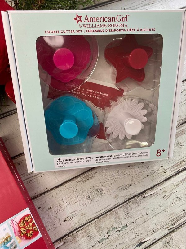 NEW American Girl 3 set baking cookbooks and 4 piece cookie cutter stamp set gallery