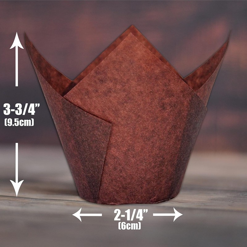 (JUMBO EXTRA LARGE size) Natural+Brown+White Tulip Baking Cups Case of 130 pcs gallery