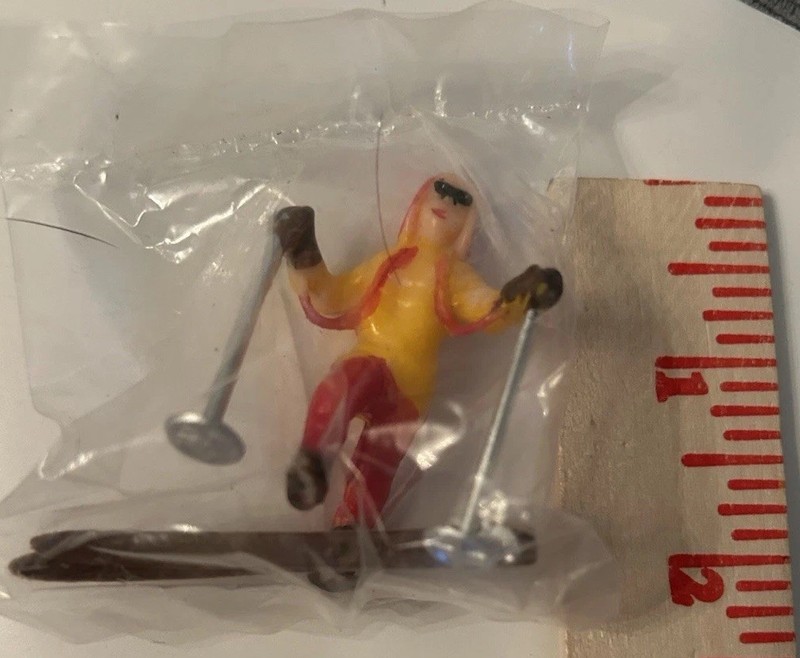 Vintage Sugar Plum Party Favors Cake Topper Skiier Retro 70s 80s Birthday gallery
