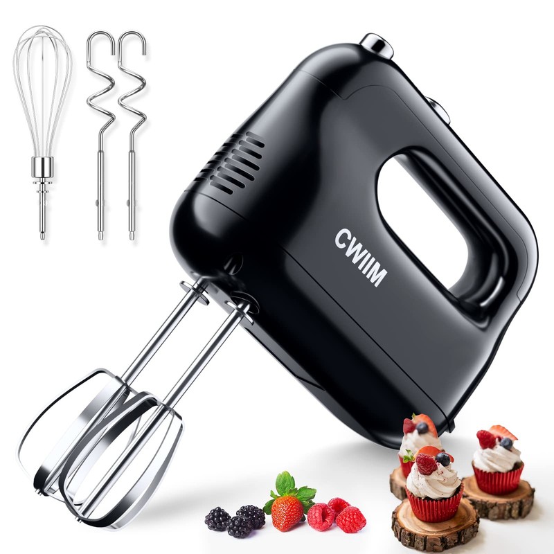 5-Speed Electric Hand Mixer with 5 Stainless Steel Accessories Whisk, Food Be…