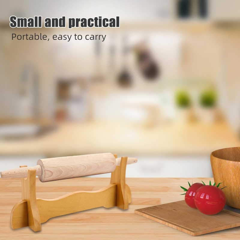 Wooden Rolling Pin Display Rack for Kitchen Countertop Baking Tool Organization gallery