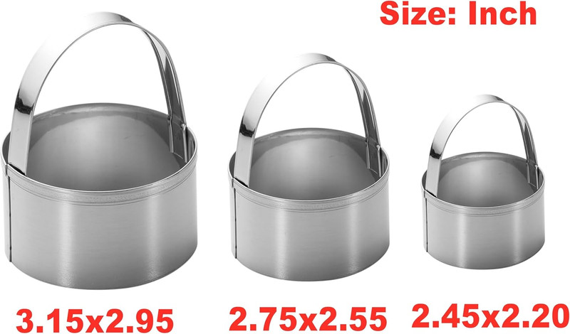 3 Pieces round Biscuit Cutter with Handle - Stainless Steel round Circle Doughnu gallery
