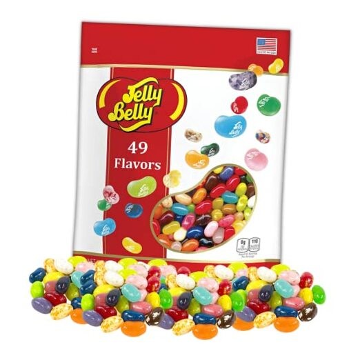 49 Assorted Jelly Bean Flavors Resealable Pouch, Gluten 1.31 Pound (Pack of 1)