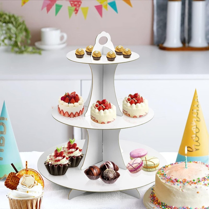 Elegant 3-Tier White Cupcake Stand - Perfect for Every Celebration gallery