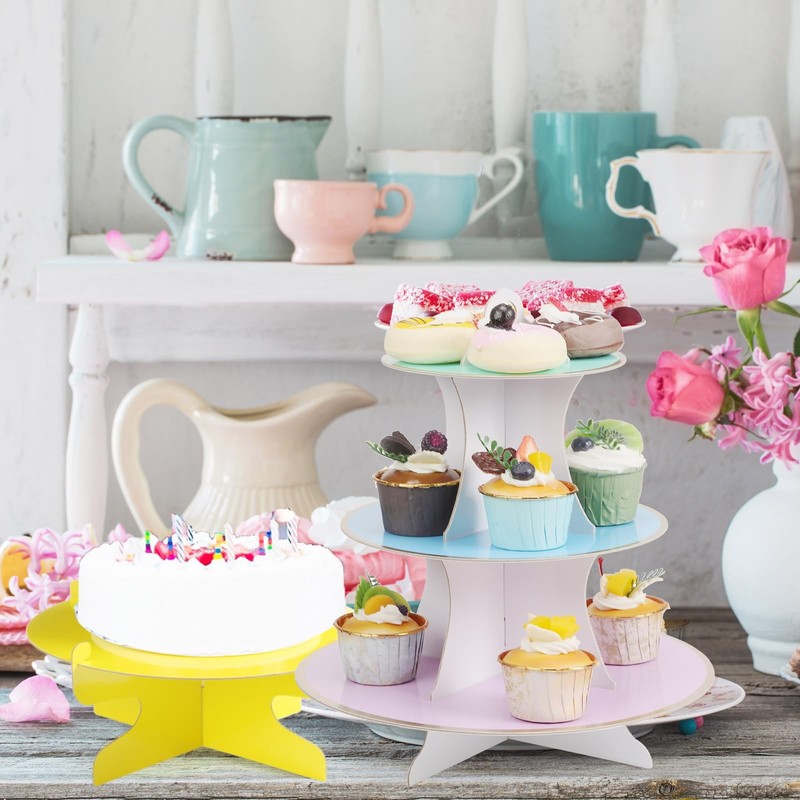6 Pieces Colorful Cupcake Stand Set 3 Tier Cardboard Dessert Tower 1Tier Cupc... gallery