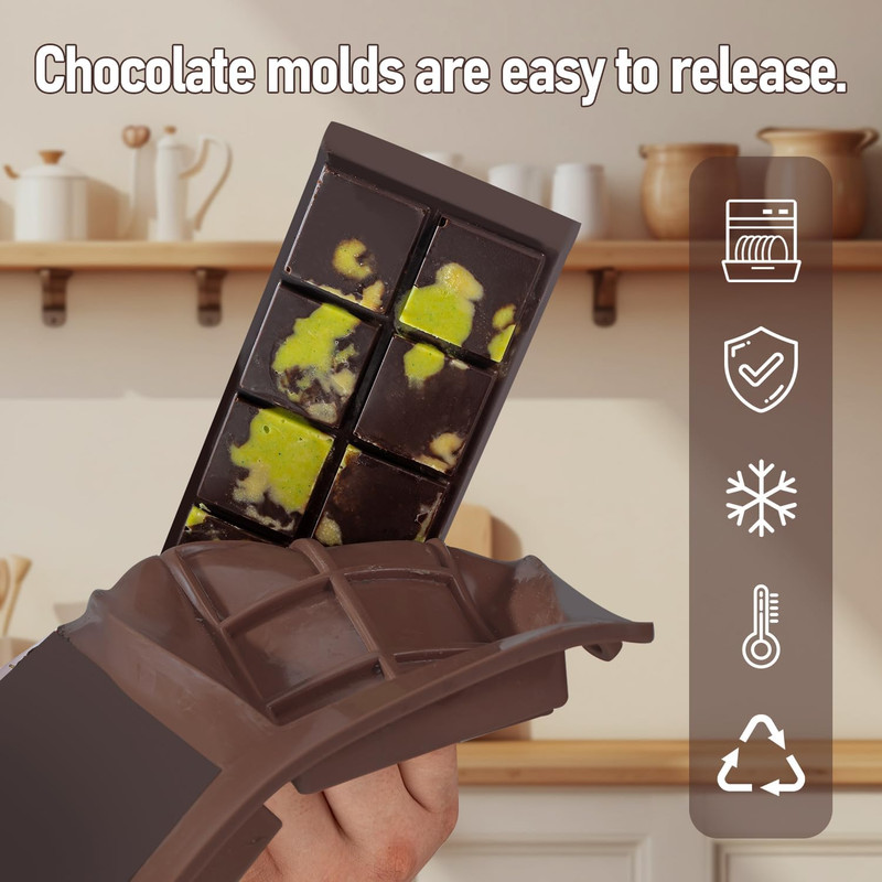 Deep Chocolate Bar Mold Silicone 1 Inch Dubai Pistachio Chocolate Bar Thick Mold gallery