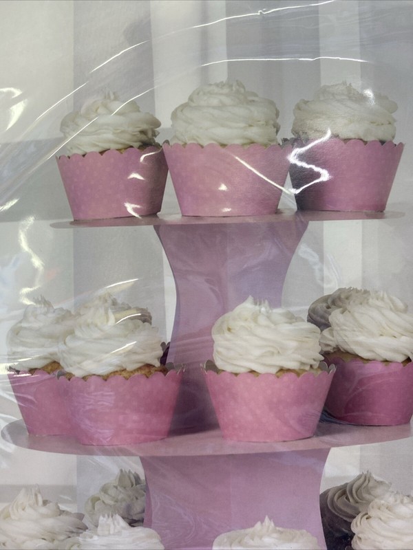 CUPCAKE TOWER with pink tulle Included 13” x 11.89” x 11.89” baking party gallery
