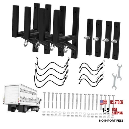 Cargo Trailer Ladder Rack-400lb Load-Carry 2-4 Ladders-Adjustable Black-4pc