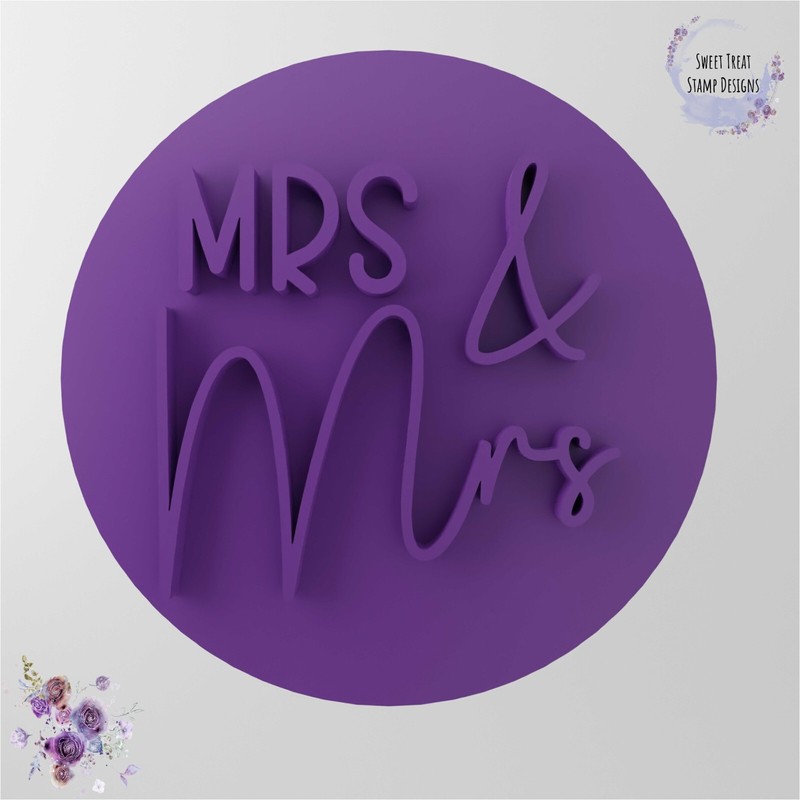 Mrs & Mrs Cookie Cupcake Fondant Icing Embosser Stamp Wedding Hen Party