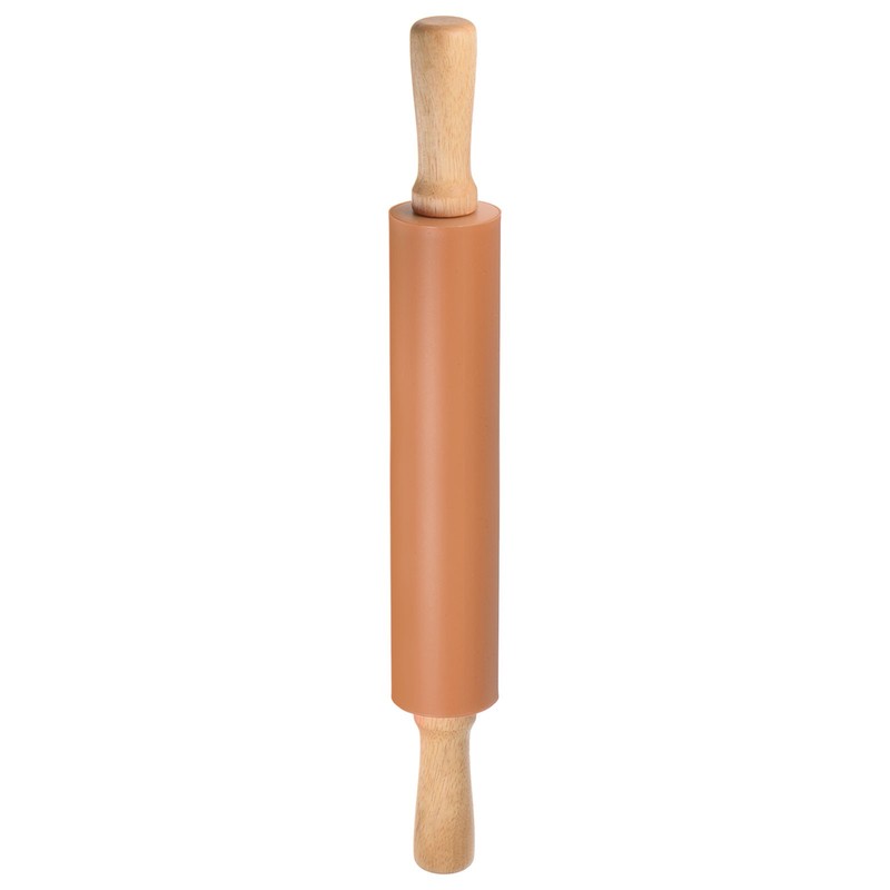 Silicone Pastry Roller 17″ Wood Nonstick Handle Brown