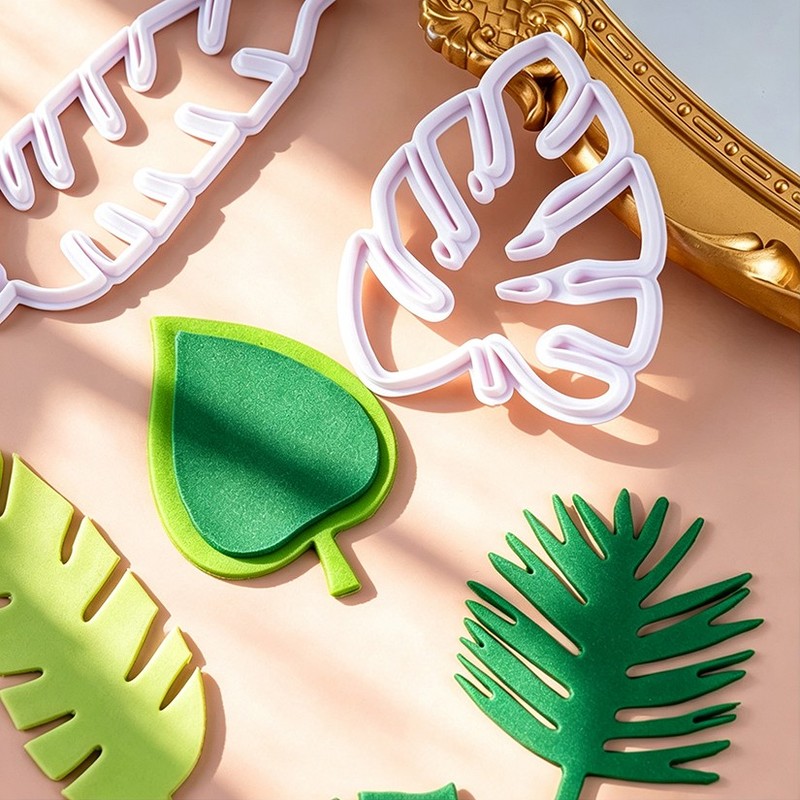4 Pcs/Set Palm Monstera Deliciosa Leaf Cutter Gum Paste Flowers Cake gallery