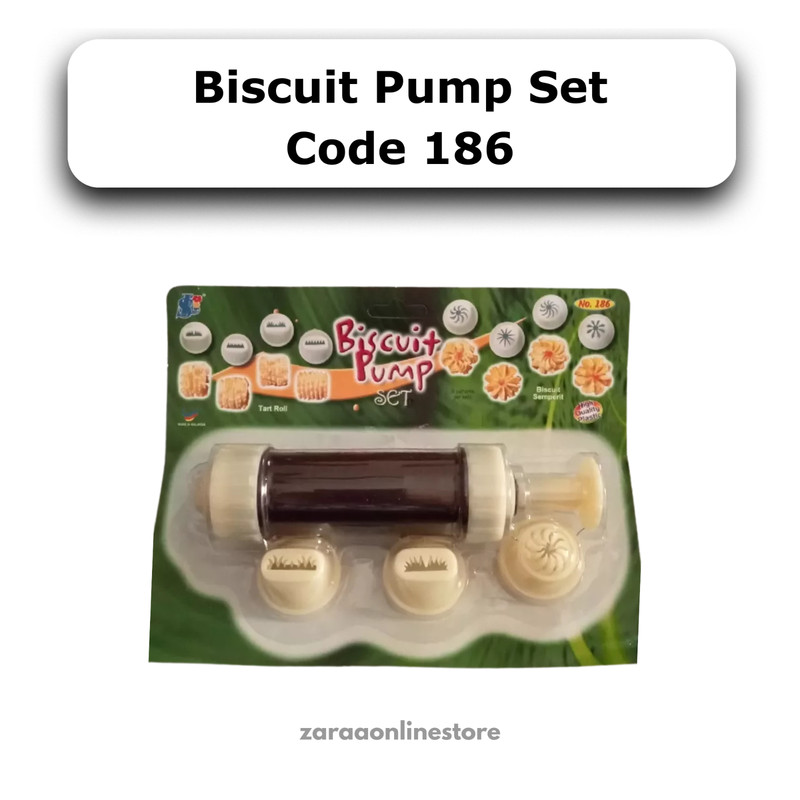 HIGH QUALITY Biscuit Pump Set | Cookie Press with 8 Pattern Nozzles (Code 186)