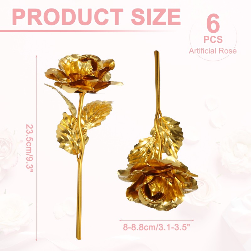 6 Pcs 24K Colorful Gold Rose, Artificial Roses Flowers, Gold gallery