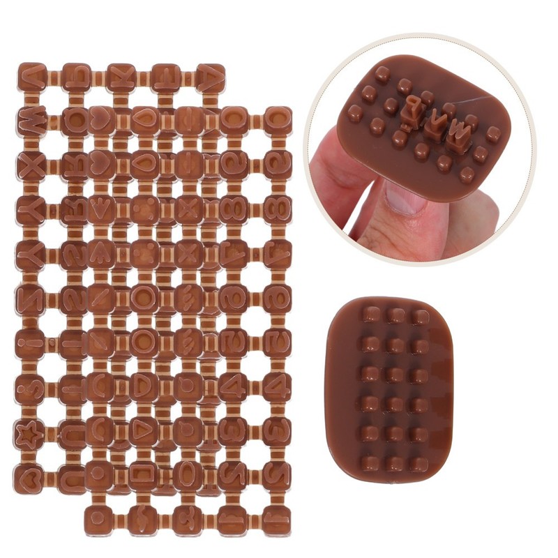 2Sets Light Brown Polymer Clay Letter Stamps for DIY Jewelry Cookie Embosser