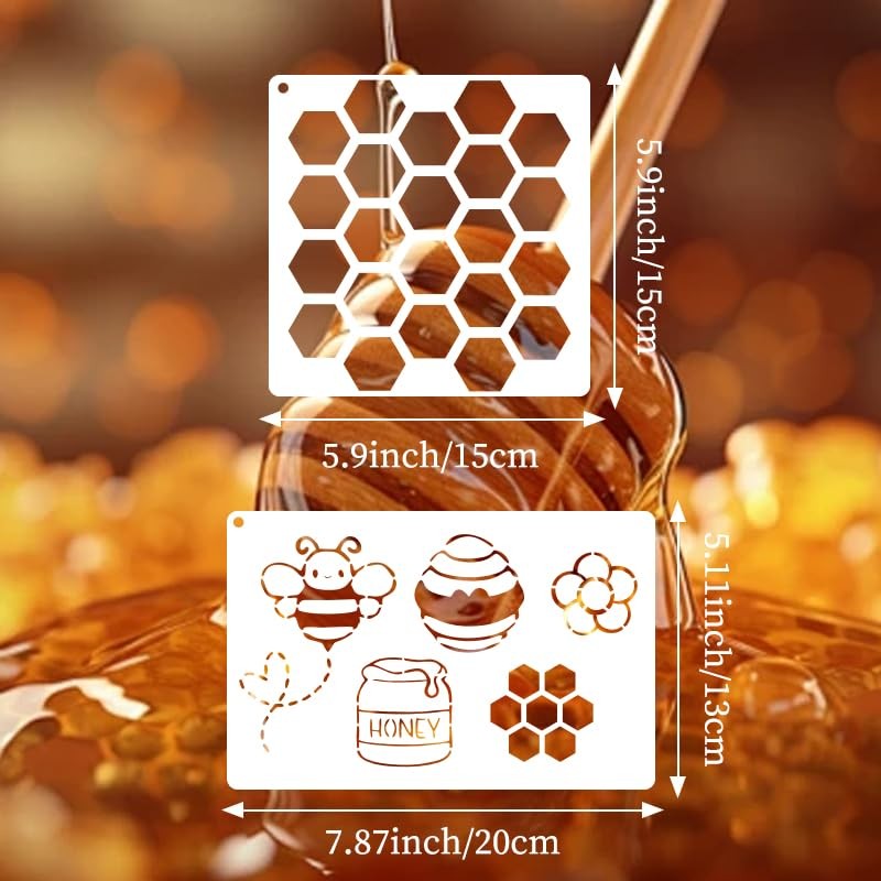 12PCS Reusable Bee & Honeycomb Stencils for Crafts and Baking Decor gallery
