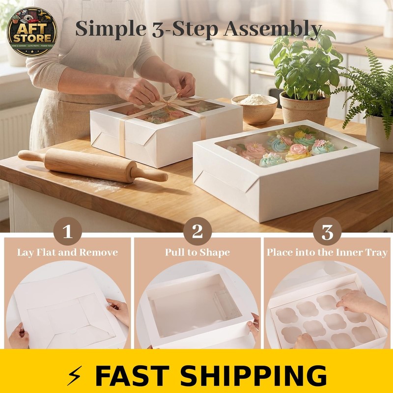 VGOODALL 12 Count Cupcake Boxes - 6 PCS Container with Window gallery