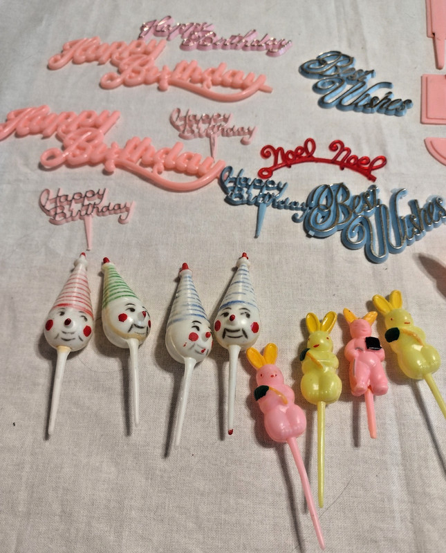 VT PLASTIC BIRTHDAY CAKE TOPPERS HAPPY BIRTHDAY CLOWNS BUNNIES CATS NUMBERS gallery