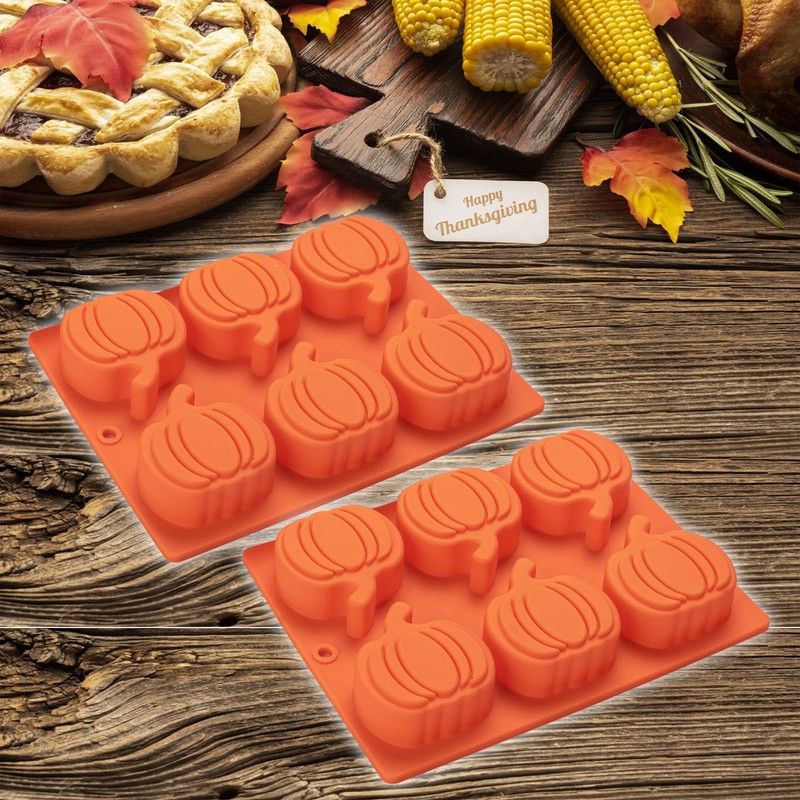 Pumpkin Muffin Mold 3 Pack Cake Pan Silicone (3 Pack), Orange gallery