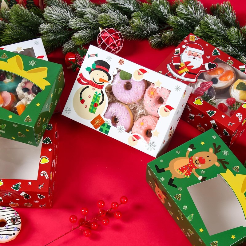 Christmas Cookie Boxes 24 PCS Window Holiday Gift Treat Containers 3 Style Red gallery