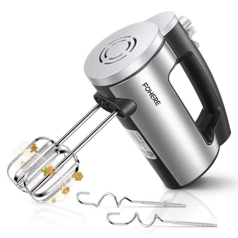 Hand Mixer Electric Handheld 6 Speed Turbo 300W With Beaters Dough Hooks