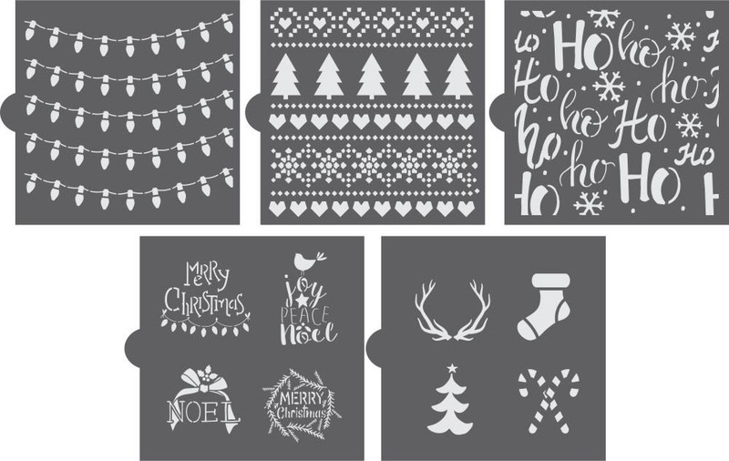 Christmas Cookie Stencil Set 5 Food Grade Stencils Merry Noel Peace gallery