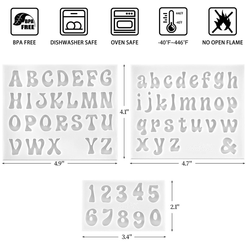 3 PCS Silicone Number Letter Molds Non-Stick Fondant Chocolate Candy Cake gallery