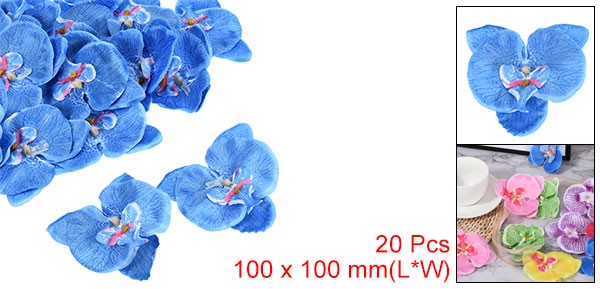 20Pcs 3.9" Artificial Silk Butterfly Orchid Flower Heads for DIY Blue gallery