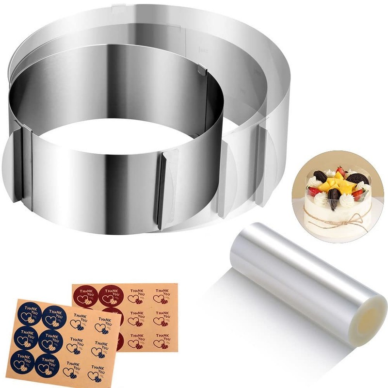 Cake Rings Mousse Mold Acetate Cake Collar Set – Adjustable 6 to12 Inches Sta…