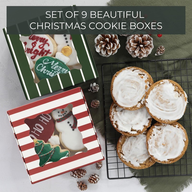 9 PCS Christmas Cookie Box Cute Container Cupcake Candy Dessert Gift Treat gallery
