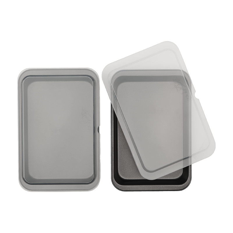 Goodcook Set Of 2 Nonstick Steel 13 X 9 Cake Baking Pans Covers Gray 4076