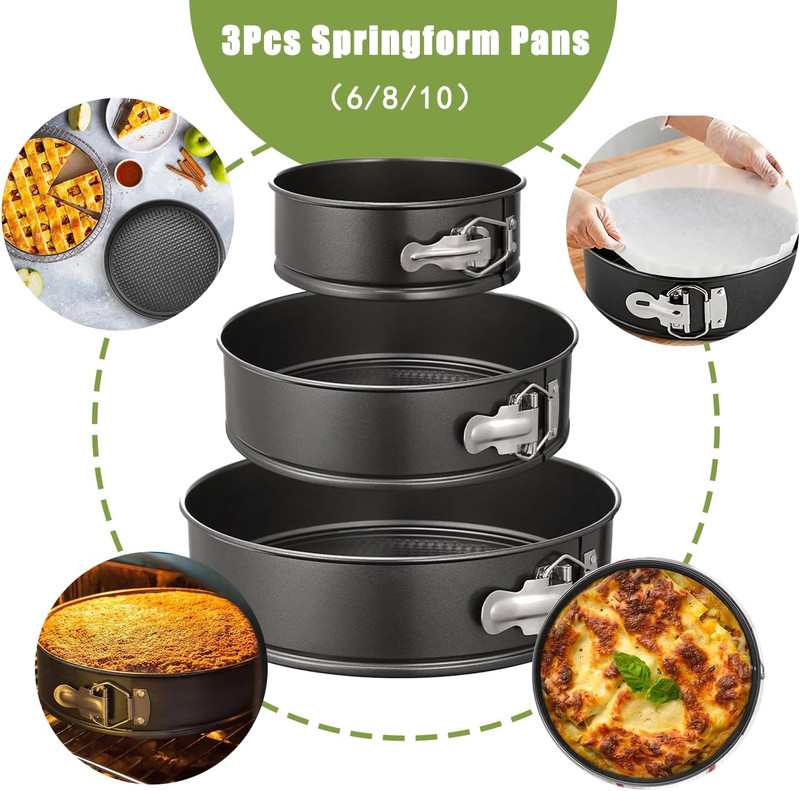 168Pcs Cake Pan Sets for Baking + Cake Decorating Supplies: 3 Non-Stick Springfo gallery