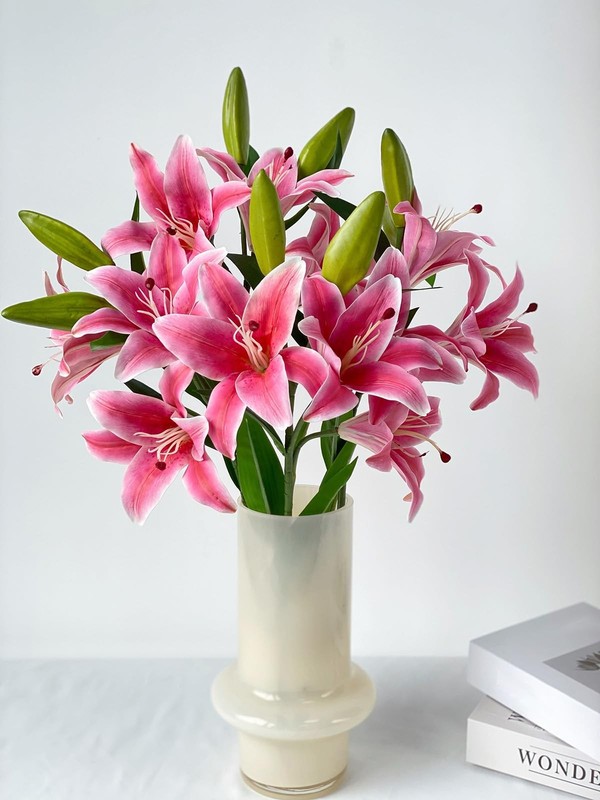 YalzoneMet RUZUQE 2 Pcs 28” Deep Pink Lily Artificial 28 inches,