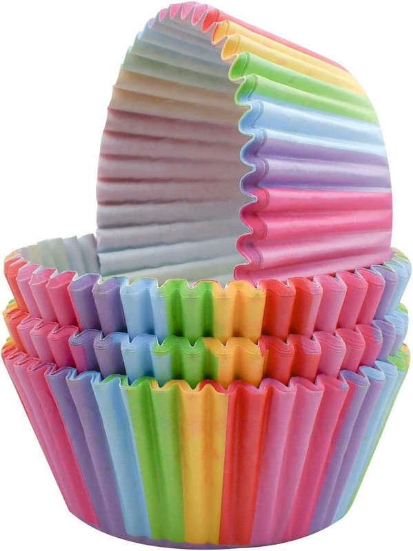 100 Pack Rainbow Cupcake Liners - Greaseproof Standard Size for All Occasions gallery