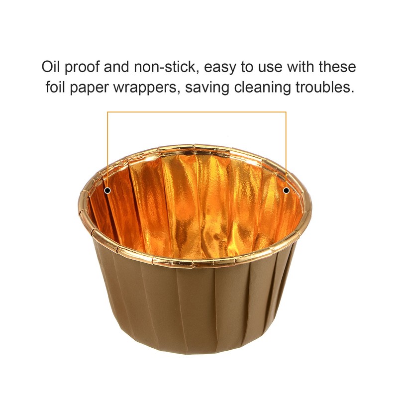 Brown Gold Cupcake Cups, 100pcs Aluminum Foil Standard Cupcake Liners gallery
