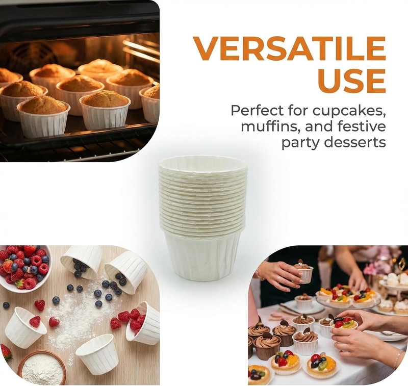500 Pcs Paper Dessert Cups, 3.5 Oz Cupcake Baking Liners, Parchment Muffin Liner gallery